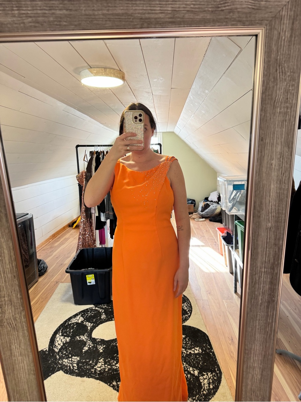 Vintage Elegant Orange Evening Gown - Women's Formal Dress